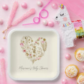 ベビーシャワーにおける水色フローラハートベビー ペーパープレート (パーティー)