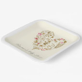 ベビーシャワーにおける水色フローラハートベビー ペーパープレート (傾斜あり)