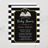 ベビーシャワーにおすすめの本を持ってきてください 現代的なストライプ 招待状 (正面/裏面)