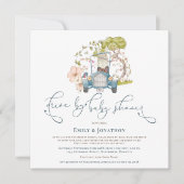 ベビーシャワーによるヴィンテージカーバニーターコイズドライブ 招待状 (正面)