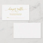 ベビーシャワーのおむつくじ引き、 手書きゴールド エンクロージャーカード (正面/裏面)