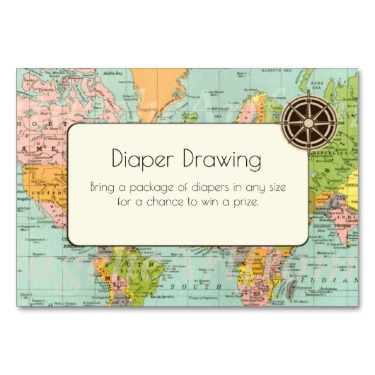 ベビーシャワーのおむつのスケッチの挿入物の多彩な地図 テーブルナンバー (正面)