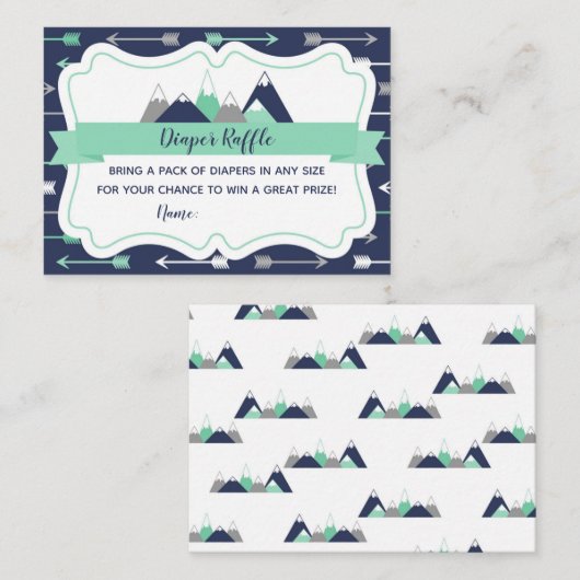 ベビーシャワーのおむつのラッフルのチケットカード エンクロージャーカード (正面/裏面)