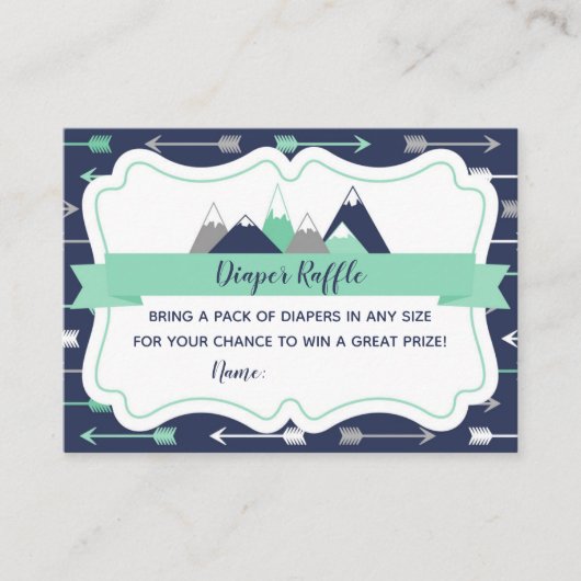 ベビーシャワーのおむつのラッフルのチケットカード エンクロージャーカード (正面)