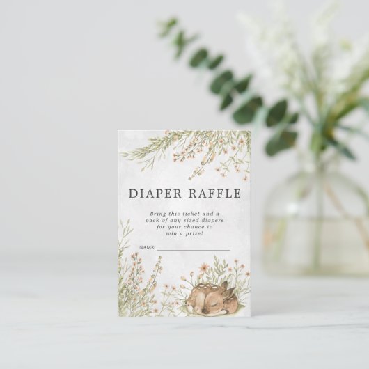 ベビーシャワーのおむつのラッフルのチケット|の森林シカ エンクロージャーカード (スタンド正面)