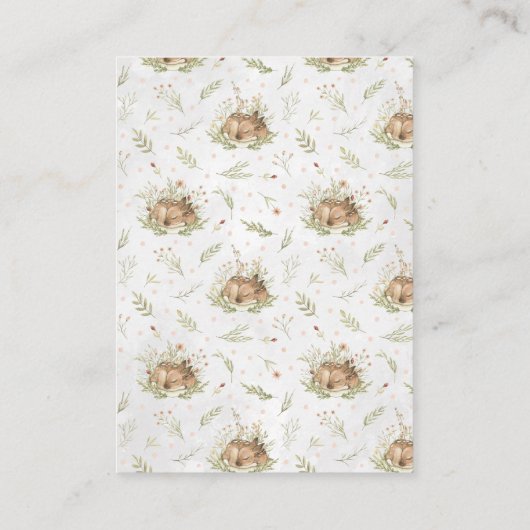 ベビーシャワーのおむつのラッフルのチケット|の森林動物 エンクロージャーカード (裏面)