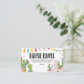 ベビーシャワーのおむつのラッフルのメキシコサボテンのラマ エンクロージャーカード (スタンド正面)