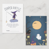 ベビーシャワーのおむつのラッフルは|の小さい魔法使いに札をつけます エンクロージャーカード (正面/裏面)