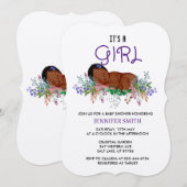 ベビーシャワーのお知らせ 誕生花 7月 ラークスパー 招待状 (正面/裏面)