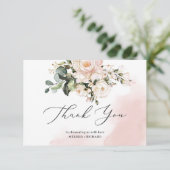 ベビーシャワーのお礼カード メモ くすみピンク ゴールド サンキューカード (スタンド正面)