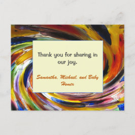 ベビーシャワーのお礼　ジェンダー ニュートラル カラフル ポストカード