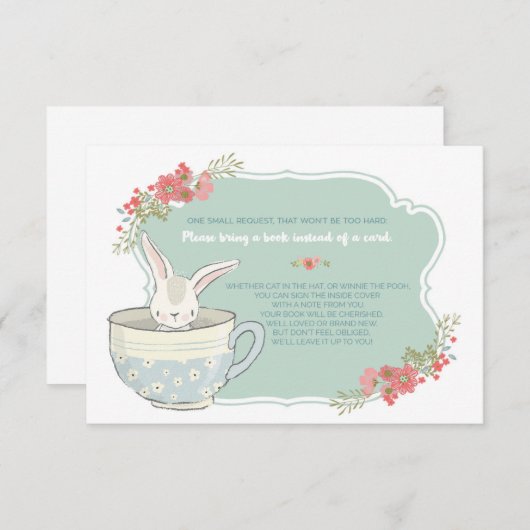 ベビーシャワーのお茶会はブックカードの挿入物を持って来ます エンクロージャーカード (正面/裏面)