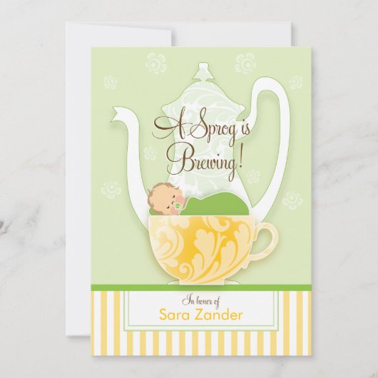 ベビーシャワーのお茶会男女兼用な| 招待状 (正面)