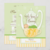 ベビーシャワーのお茶会男女兼用な| 招待状 (正面/裏面)