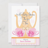 ベビーシャワーのお茶会|の対の女の子 招待状 (正面)