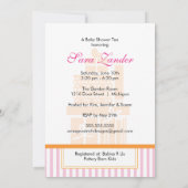 ベビーシャワーのお茶会|の対の女の子 招待状 (裏面)