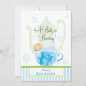 ベビーシャワーのお茶会|の男の子 招待状 (正面)