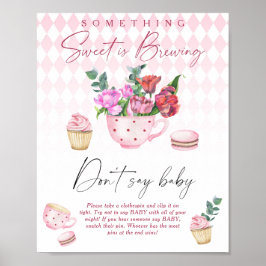 ベビーシャワーのお茶会 フローラルデザイン Don't say baby ポスター