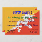 ベビーシャワーのお誘い ブータン国旗を添えて 招待状 (正面/裏面)