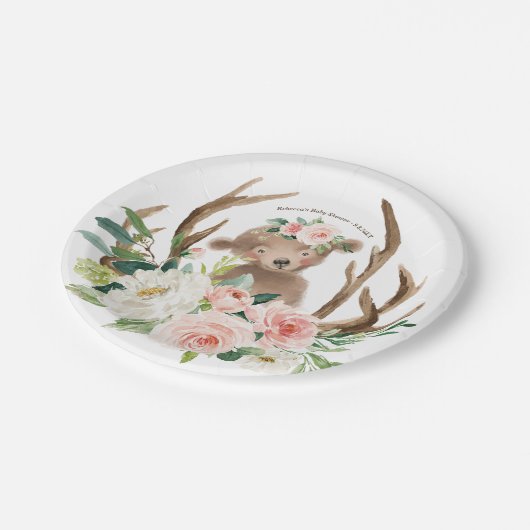 ベビーシャワーのかわいい森林くまの紙皿 ペーパープレート (アングル)