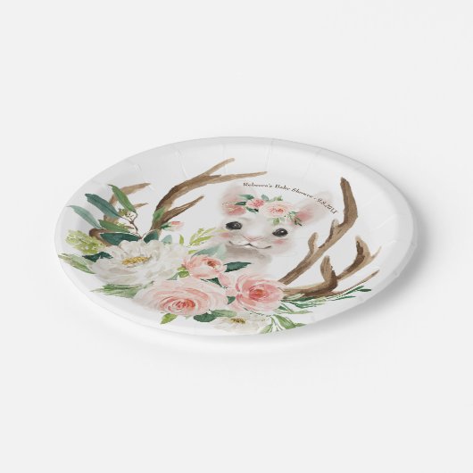 ベビーシャワーのかわいい森林ウサギの紙皿 ペーパープレート (アングル)