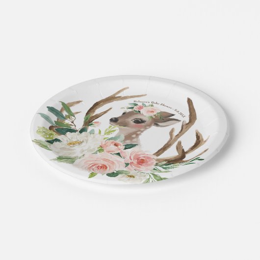 ベビーシャワーのかわいい森林シカの紙皿 ペーパープレート (アングル)