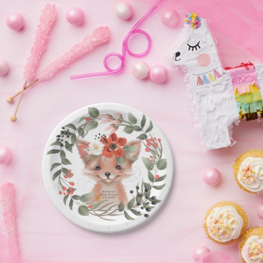 ベビーシャワーのかわいい森林孤の紙皿 ペーパープレート (パーティー)