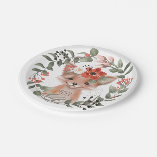 ベビーシャワーのかわいい森林孤の紙皿 ペーパープレート (アングル)