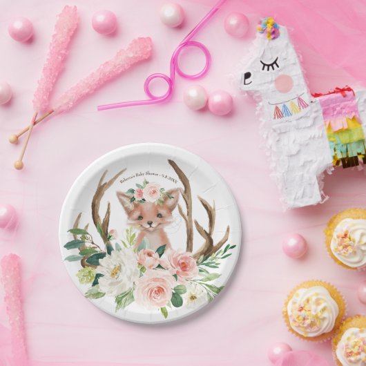 ベビーシャワーのかわいい森林孤の紙皿 ペーパープレート (パーティー)