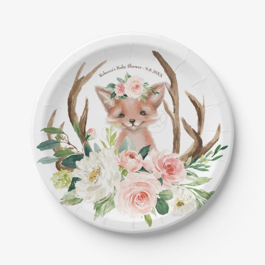 ベビーシャワーのかわいい森林孤の紙皿 ペーパープレート (正面)