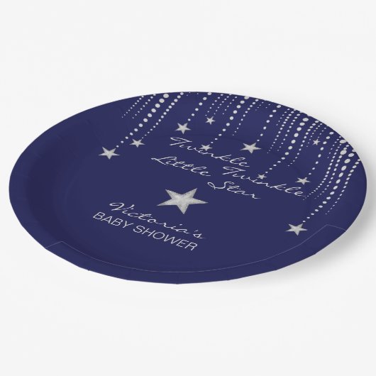 ベビーシャワーのきらめきのきらめき少し星 ペーパープレート (アングル)