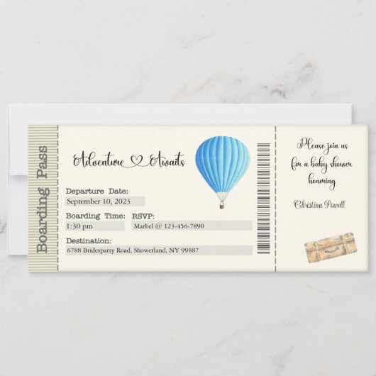 ベビーシャワーのご招待　～冒険が待っている～ 招待状 (正面)