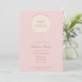 ベビーシャワーのご案内 シンプルなピンクのバルーン 招待状 (スタンド正面)