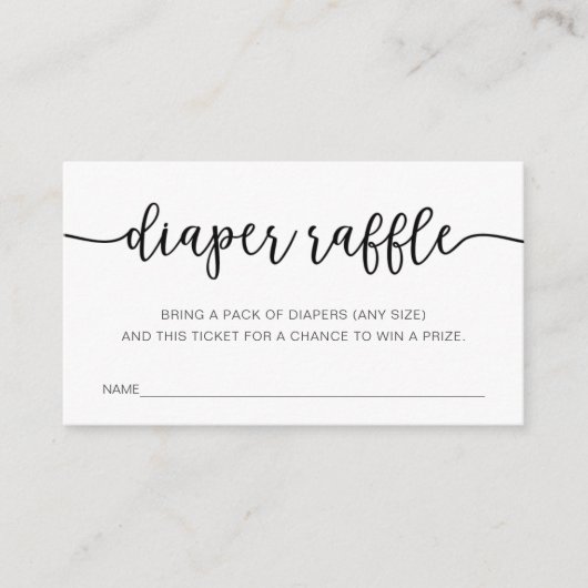 ベビーシャワーのためのおむつのラッフルのチケット エンクロージャーカード (正面)