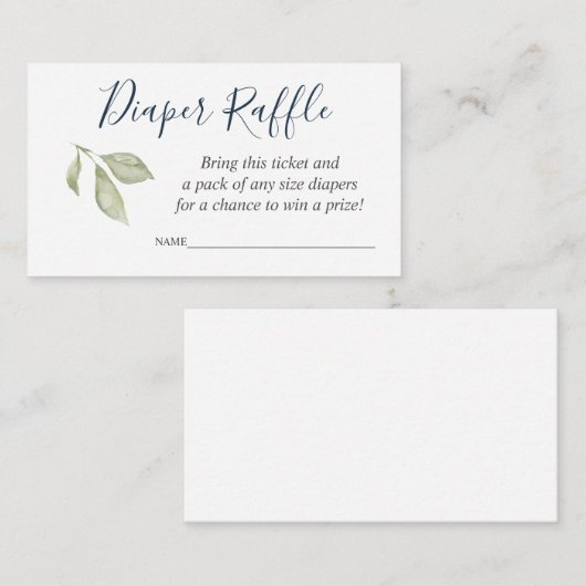 ベビーシャワーのためのおむつのラッフルのチケット エンクロージャーカード (正面/裏面)