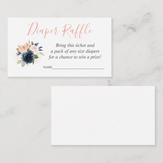ベビーシャワーのためのおむつのラッフルのチケット エンクロージャーカード (正面/裏面)