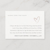 ベビーシャワーのためのシンプルなミニマル ブッシュ ハートの本 エンクロージャーカード (正面)