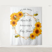 ベビーシャワーのためのママになるひまわり ジェンダーニュートラル タペストリー (正面)