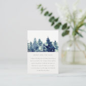 ベビーシャワーのための冬の松林の雪景色の本 エンクロージャーカード (スタンド正面)