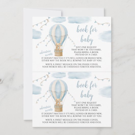 ベビーシャワーのための本を待つテディベアの冒険 招待状 (正面)