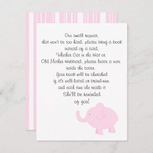 ベビーシャワーのための本を持って来て下さい エンクロージャーカード (正面/裏面)