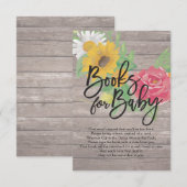 ベビーシャワーのための本 / 本を持ってきてくださいのリクエスト 招待状 (正面/裏面)