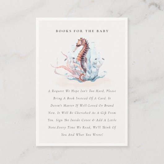 ベビーシャワーのための水中タツノオトシゴの海藻の本 エンクロージャーカード (正面)