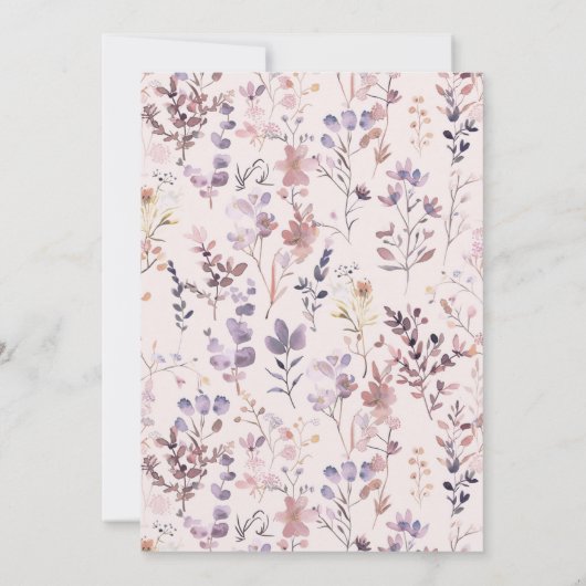 ベビーシャワーのための水彩のワイルドフラワーのサンキューカード サンキューカード (裏面)