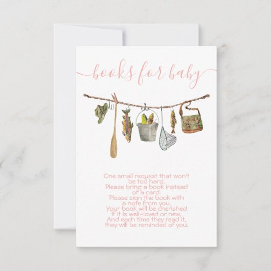 ベビーシャワーのための釣りの本のカード 女の子用衣類ライン ブック 招待状 (正面)