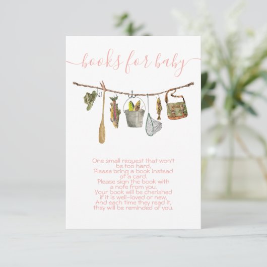 ベビーシャワーのための釣りの本のカード 女の子用衣類ライン ブック 招待状 (スタンド正面)
