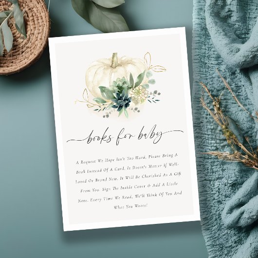 ベビーシャワーのための青い樹液のカボチャの本 エンクロージャーカード