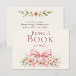 ベビーシャワーのためのBlush Bow Books エンクロージャーカード