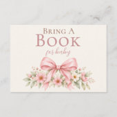 ベビーシャワーのためのBlush Bow Books エンクロージャーカード (正面)