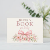 ベビーシャワーのためのBlush Bow Books エンクロージャーカード (スタンド正面)